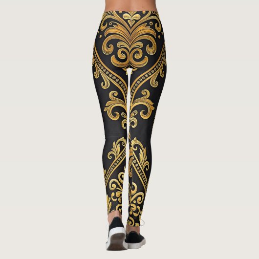 Imperial Majesty Seamless Pattern – Gold and Black レギンス (裏面)