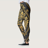 Imperial Majesty Seamless Pattern – Gold and Black レギンス (左)