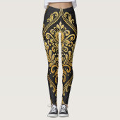 Imperial Majesty Seamless Pattern – Gold and Black レギンス (正面)