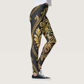 Imperial Majesty Seamless Pattern – Gold and Black レギンス (右)