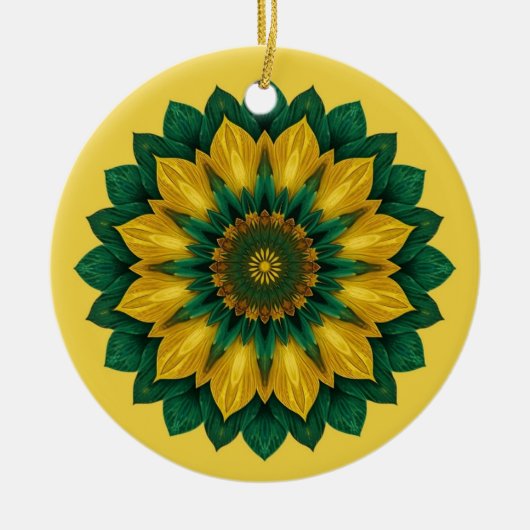 Imperial Solar Flower Mandala Luxury Keychain  セラミックオーナメント (正面)