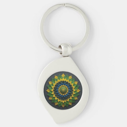 Imperial Solar Leaf Mandala Luxury Keychain - Emer キーホルダー (正面)