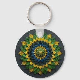Imperial Solar Leaf Mandala Luxury Keychain - Emer キーホルダー
