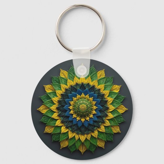 Imperial Solar Leaf Mandala Luxury Keychain - Emer キーホルダー (正面)