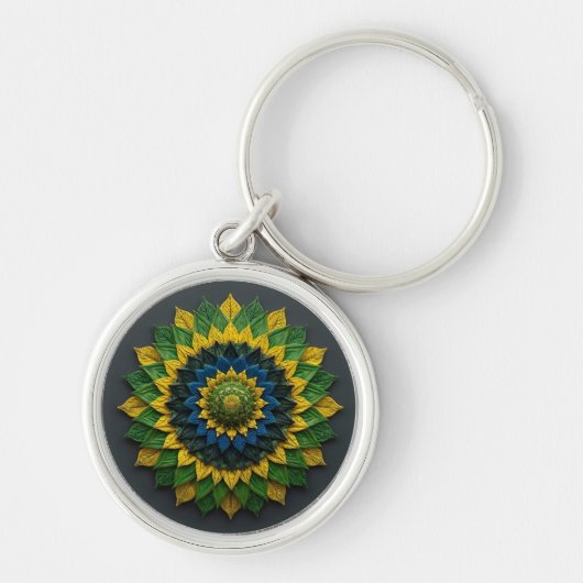 Imperial Solar Leaf Mandala Luxury Keychain - Emer キーホルダー (正面)