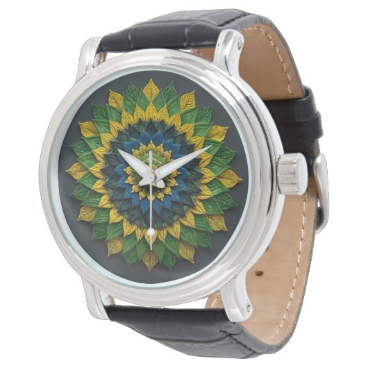 Imperial Solar Leaf Mandala Luxury Keychain - Emer 腕時計 (アングル)