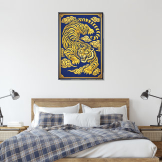 Imperial Tiger – Gold & Blue Canvas Print キャンバスプリント