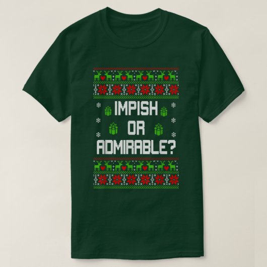 ImpishOrAdmableおもしろい Christmas醜いセーターXma Tシャツ (デザイン正面)