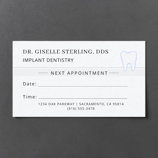 Implant Dentistry Dentist Tooth Appointment Card 名刺