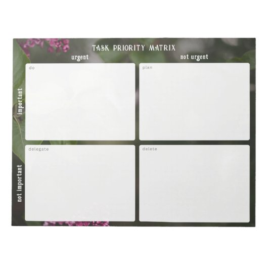 Important and urgent task Matrix (romantic nature) ノートパッド (正面)