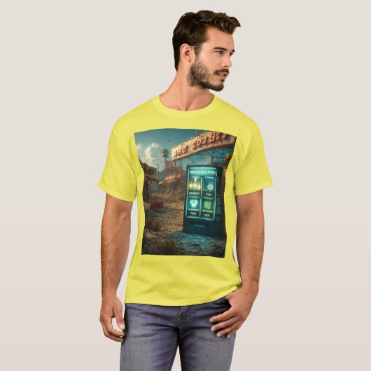 Impossible Items Vending Machine – Surreal Retro D Tシャツ (正面フル)