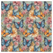 Impresidonist蝶と花 ファブリック (クローズアップ)