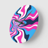 Impresión de Arte de Olas Retro Vibrantes - Diseño ラウンド壁時計 (傾斜)