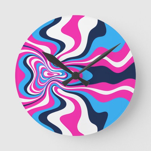 Impresión de Arte de Olas Retro Vibrantes - Diseño ラウンド壁時計 (正面)