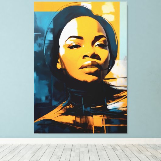 Impressão Em Tela Quadro Rosto de mulher Abstrato キャンバスプリント (インサイチュ (ウッドフロア))