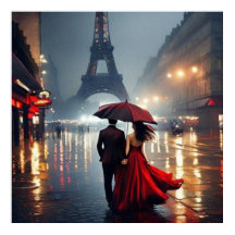 Impressionism France Eiffel Tower and Couple 