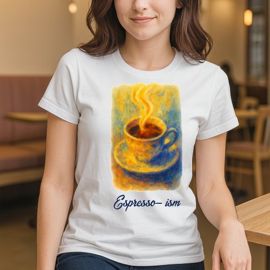 Impressionism Painting of Espresso Coffee Cup Tシャツ
