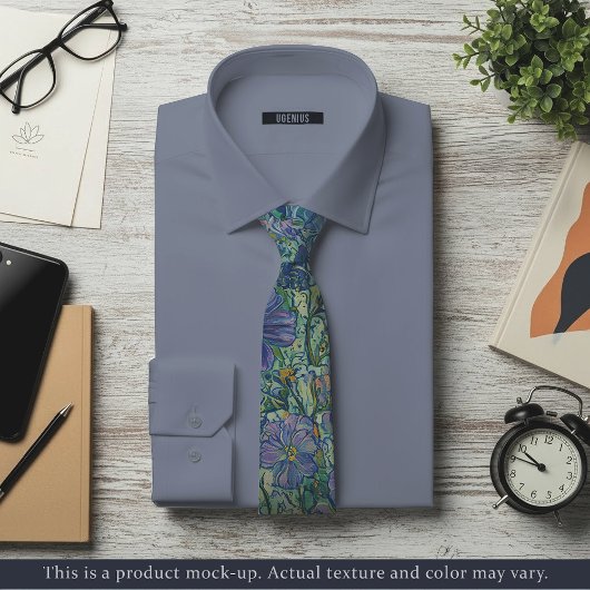 Impressionist Blue Floral Necktie ネクタイ