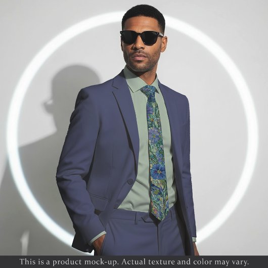 Impressionist Blue Floral Necktie ネクタイ