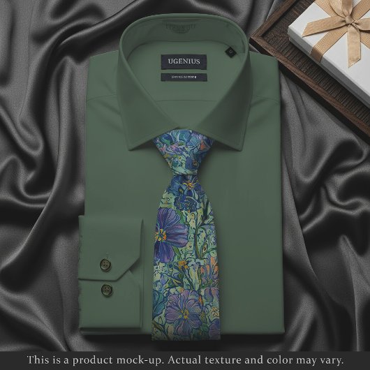 Impressionist Blue Floral Necktie ネクタイ