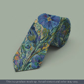 Impressionist Blue Floral Necktie ネクタイ