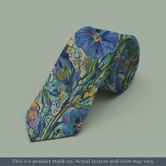 Impressionist Blue Floral Necktie ネクタイ