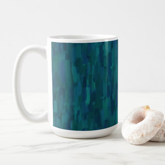 Impressionist Brush Strokes, Navy, Teal, Blue コーヒーマグカップ (ドーナツ)