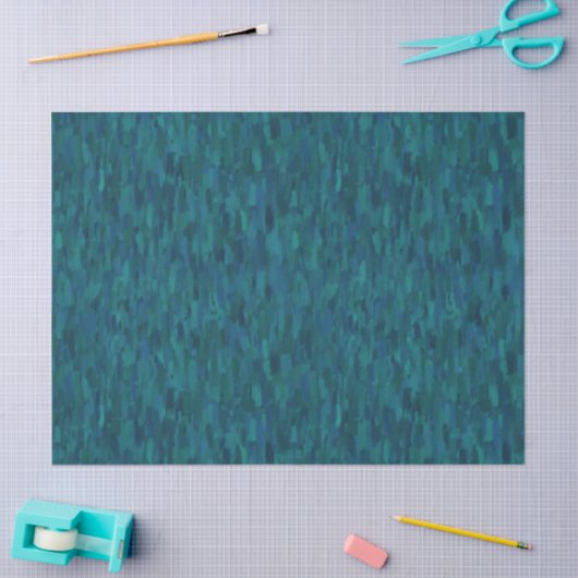 Impressionist Brush Strokes, Navy, Teal, Blue 薄葉紙 (クラフト)