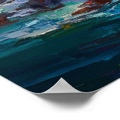 Impressionist Coastal Lighthouse Seascape Painting ポスター (角)