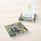 Impressionist French Bulldog Art Coaster ガラスコースター (アングル)