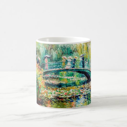 Impressionist Garden Art Mug Bridge Over Pond コーヒーマグカップ (中央)