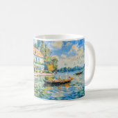 Impressionist Garden Art Mug Lakeside House with B コーヒーマグカップ (正面右)