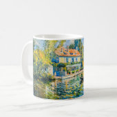 Impressionist Garden Art Mug Lakeside House with B コーヒーマグカップ (正面左)