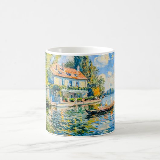 Impressionist Garden Art Mug Lakeside House with B コーヒーマグカップ (中央)
