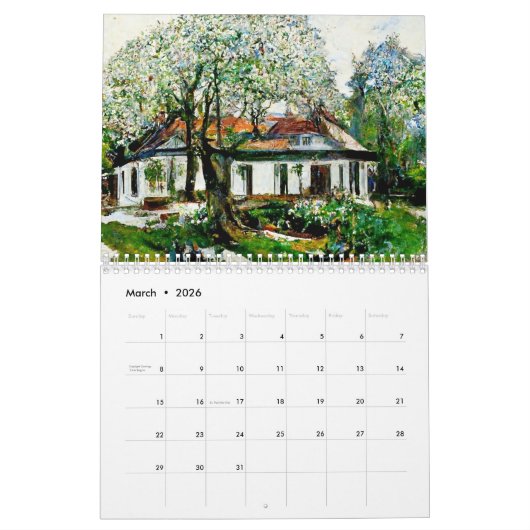 Impressionist Garden Views – 2026 Calendar カレンダー (3月 2026)