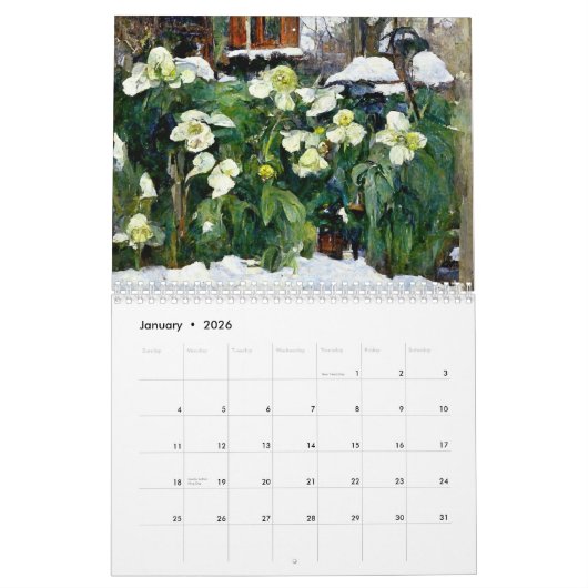 Impressionist Garden Views – 2026 Calendar カレンダー (1月 2026)