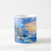 Impressionist Lighthouse by the Sea – Coastal Art  コーヒーマグカップ (中央)