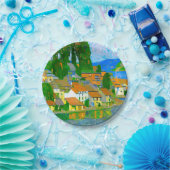 Impressionist  Mediterranean Village by the Sea   ペーパープレート (パーティー)