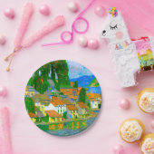 Impressionist  Mediterranean Village by the Sea   ペーパープレート (パーティー)