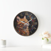 Impressionist Orange Tabby Cat Colorful ラージ壁時計 (ホーム)