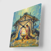 Impressionist Painting Nativity Scene スクエア壁時計 (傾斜)