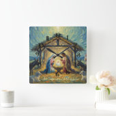 Impressionist Painting Nativity Scene スクエア壁時計 (ホーム)