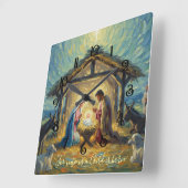 Impressionist Painting Nativity Scene スクエア壁時計 (傾斜)