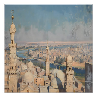 Impressionist painting of Cairo around 1900 ポスター