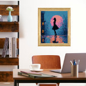 Impressionist Pink Moon Woman Bubble Gum Bubble ポスター