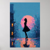 Impressionist Pink Moon Woman Bubble Gum Bubble ポスター (正面)