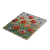 Impressionist Red Poppy Field タイル (側面)