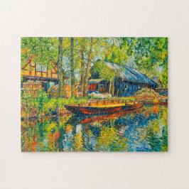 Impressionist Spreewald Farmhouse with Wooden Boat ジグソーパズル