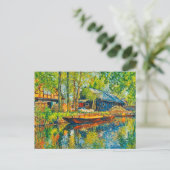 Impressionist Spreewald Farmhouse with Wooden Boat ポストカード (スタンド正面)