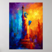 Impressionist Statue of Liberty New York Artwork ポスター (正面)